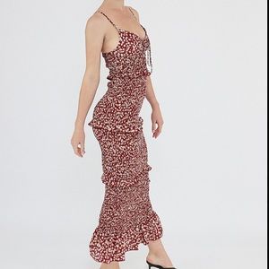 Romantic ditsy floral smocked bodycon maxi dress